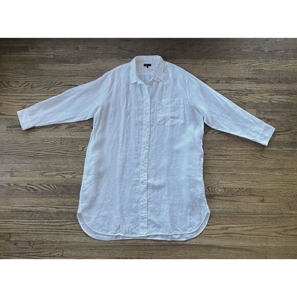 NWT  QUINCE White 100% European Linen Button Up Shirt Dress  Women's Size XL - Picture 3 of 13